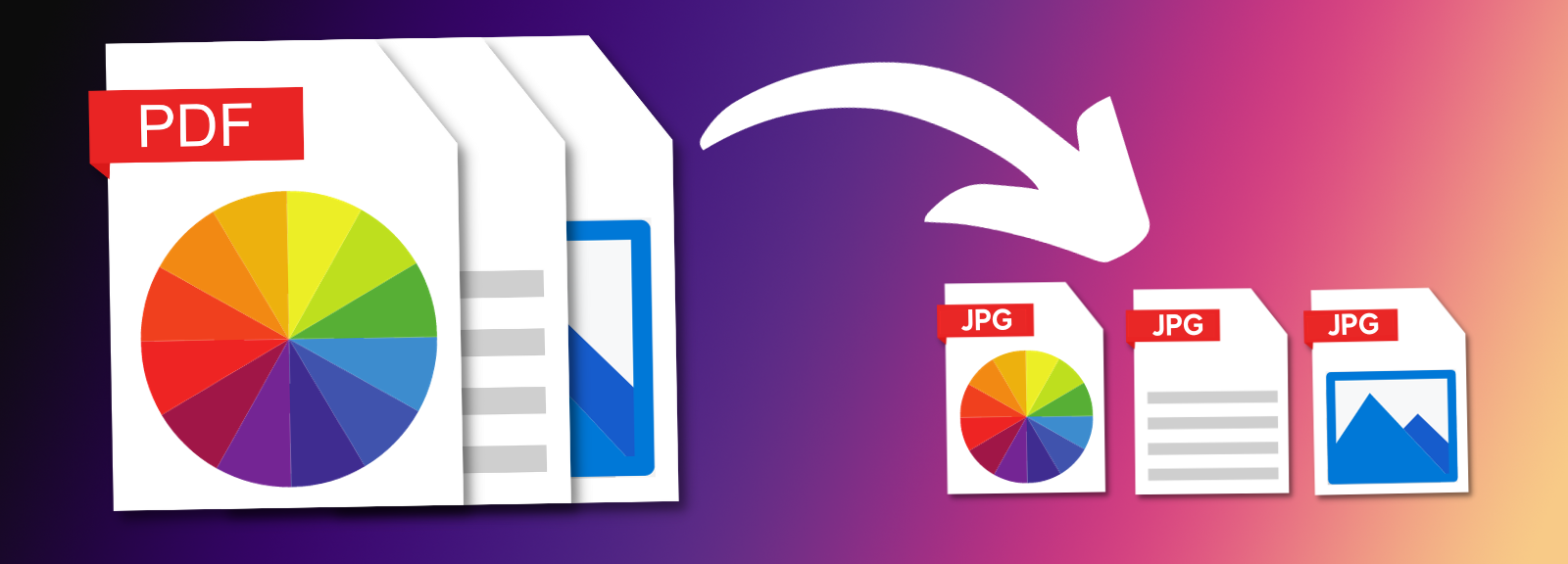 A multi-page PDF is split into separate JPG image files for each page